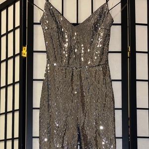 Sparkly Sequin silver Shimmer New Years Jumpsuit